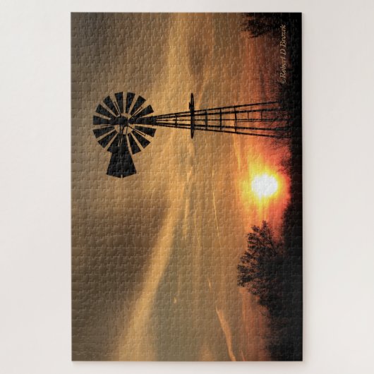 Kansas Sunset mit Windmill PUZZLE (Vertikal)