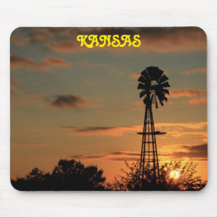 Kansas Sunset mit Windmill Silhouette Mouse-Pad Mousepad