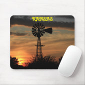 Kansas Sunset mit Windmill Silhouette Mouse-Pad Mousepad (Mit Mouse)