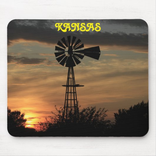 Kansas Sunset mit Windmill Silhouette Mouse-Pad Mousepad (Vorne)