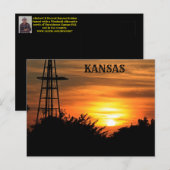 Kansas Sunset mit Windmill Silhouette Post Card Postkarte (Vorne/Hinten)