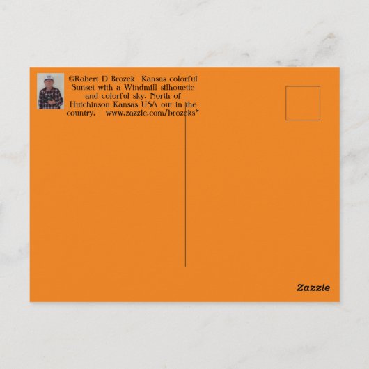 Kansas Sunset mit Windmill Silhouette Postkarte (Rückseite)