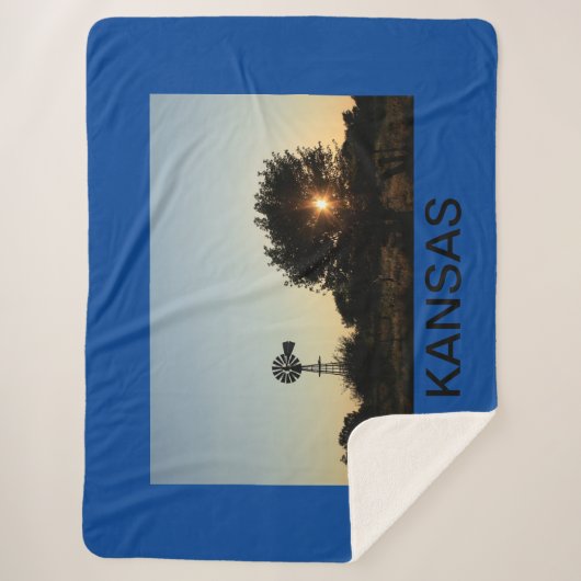 Kansas Sunset mit Windmühle Sherpadecke (Vorderseite)