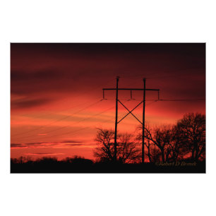 Kansas Sunset,Power lines Foto Erweiterung
