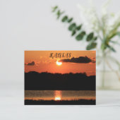 Kansas Sunset Reflection Post Card. Postkarte (Stehend Vorderseite)
