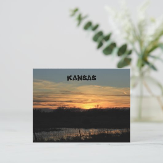 Kansas Sunset Reflexion. Postkarte. Postkarte (Stehend Vorderseite)