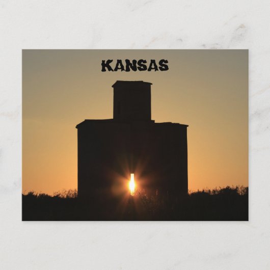 Kansas Sunset Silhouette Grain Elevator Postkarte (Vorderseite)