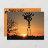 Kansas Sunset Silhouette mit einer Post Card für W Postkarte (Vorne/Hinten)