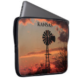 Kansas Sunset Windmill Silhouette Electronics Bag Laptopschutzhülle (Vorne Rechts)