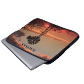 Kansas Sunset Windmill Silhouette Electronics Bag Laptopschutzhülle (Vorne Knopf)