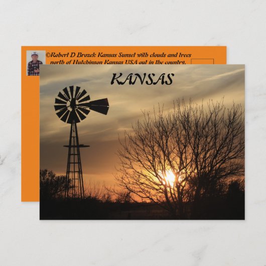 Kansas Sunset Windmill Silhouette Post Card Postkarte (Vorne/Hinten)