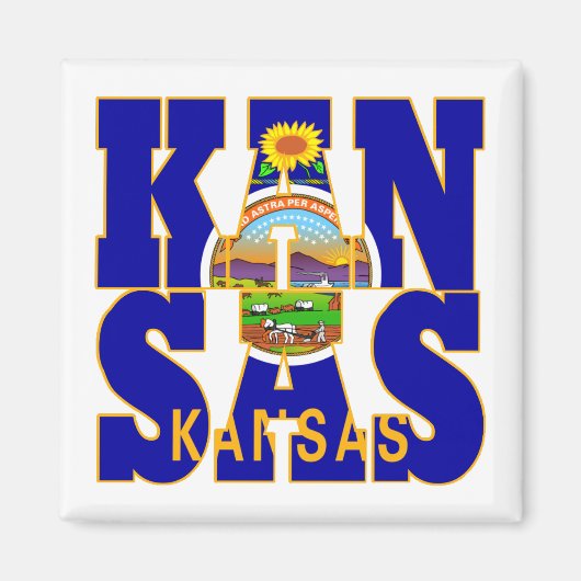 Kansas-Text für die Staatsflagge Magnet (Vorne)