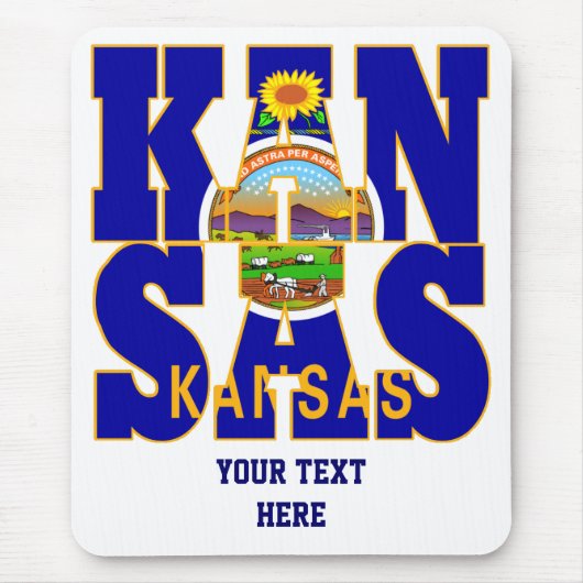 Kansas-Text für die Staatsflagge Mousepad (Vorne)