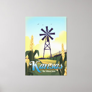 Kansas "the Wheat Staat" Reiseplakat. Leinwanddruck