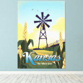 Kansas "the Wheat Staat" Reiseplakat. Leinwanddruck (Insitu (Holzboden))