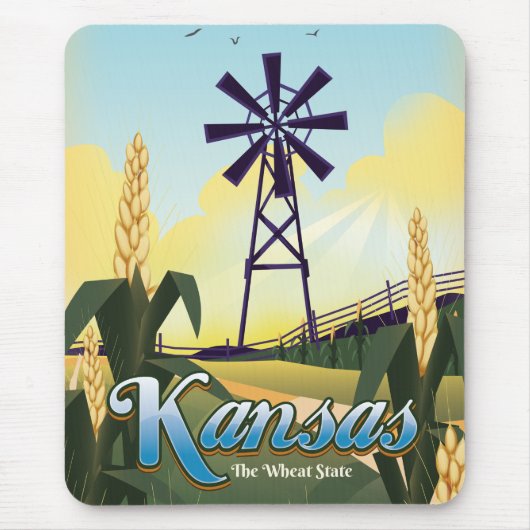 Kansas "the Wheat Staat" Reiseplakat. Mousepad (Vorne)