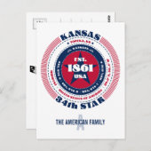 Kansas, Topeka, KS, Patriotisch, Monogramm Postkarte (Vorne/Hinten)