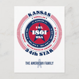 Kansas, Topeka, KS, Patriotisch, Monogramm Postkarte