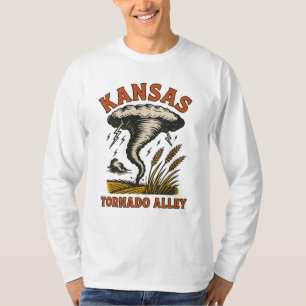 Kansas Tornado Alley Vintager Sturm und Weizen T-Shirt