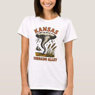 Kansas Tornado Alley   Vintager Sturm und Weizen T-Shirt