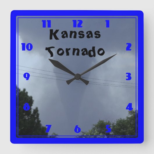 Kansas Tornado CLOCK Quadratische Wanduhr (Vorderseite)