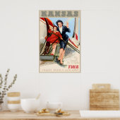 Kansas TWA Trans World Airlines New Retro Poster (Küche)