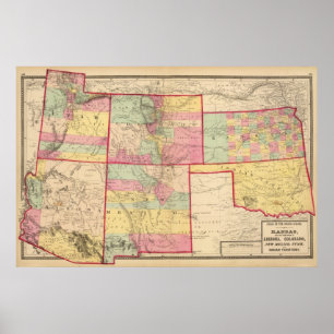 Kansas und Arizona, Colorado, New Mexiko, Utah Poster