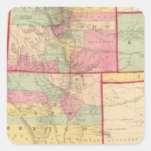 Kansas und Arizona, Colorado, New Mexiko, Utah Quadratischer Aufkleber