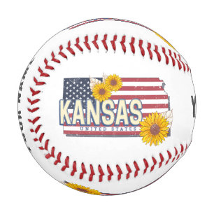 Kansas United Staaten Retro Staat Map Vintag USA Baseball