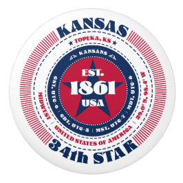 Kansas US-Staat Red White Blue Typografie Keramikknauf