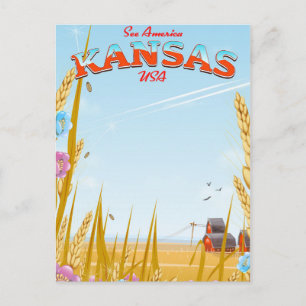 Kansas USA Farm Retro Reiseposter Postkarte