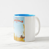 Kansas USA Farm Retro Reiseposter Zweifarbige Tasse (VorderseiteRechts)