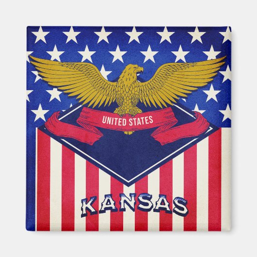 Kansas USA Flag Magnet (Vorne)