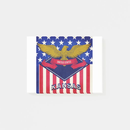 Kansas USA Flag Post-it Klebezettel (Vorderseite)