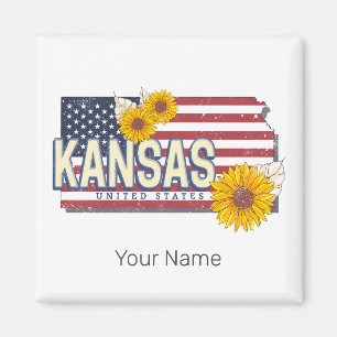 Kansas Vereinigte Staaten Retro-Staatskarte Vintag Magnet
