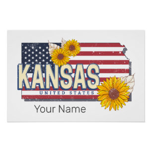 Kansas Vereinigte Staaten Retro-Staatskarte Vintag Poster