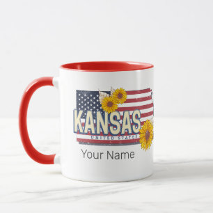 Kansas Vereinigte Staaten Retro-Staatskarte Vintag Tasse