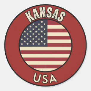 Kansas Vereinigte Staaten von Amerika Runder Aufkleber
