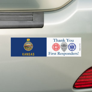 Kansas Vielen Dank First Responder Autoaufkleber