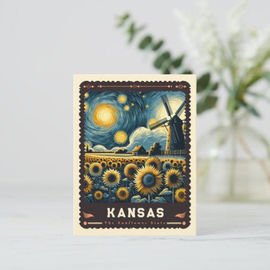 Kansas | Vincent Van Gogh Inspiriert Postkarte (Stehend Vorderseite)