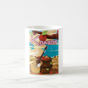 Kansas Vintage-Cartoon-Reiseplakat Kaffeetasse