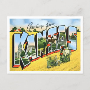 Kansas Vintage Große Buchstaben Postkarte