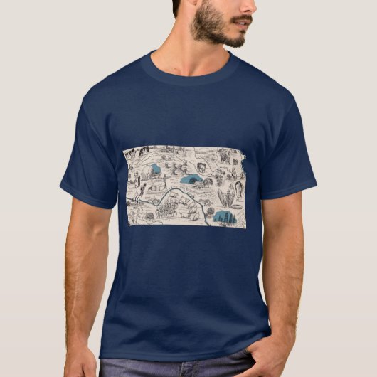 Kansas Vintage Picture Map T-Shirt (Vorderseite)