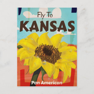Kansas Vintage-Sonnenblumen-Reiseposter Postkarte