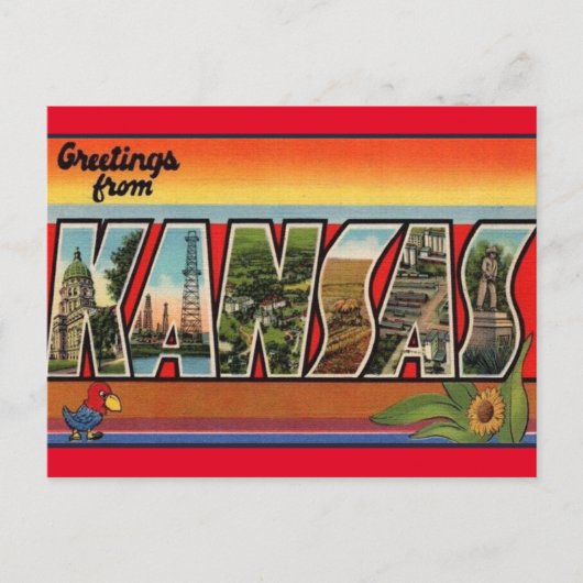 Kansas Vintage Travel Postcard Postkarte (Vorderseite)