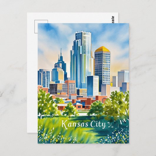 Kansas Wasserfarbe Postkarte (Vorne/Hinten)
