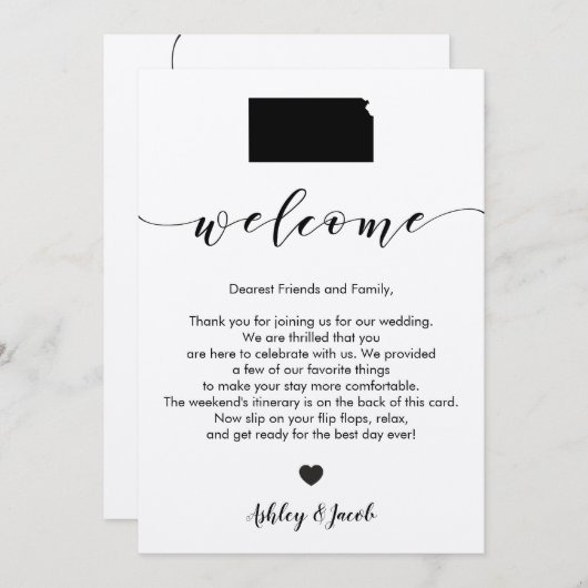 Kansas Wedding Welcome Letter & Itinerary Card Programm (Vorne/Hinten)
