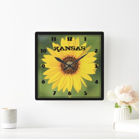 Kansas Wild Sunflower Closeup Square Uhr (Zuhause)