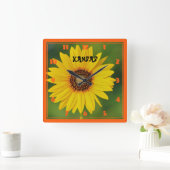 Kansas Wild Sunflower Quadratische Wanduhr (Zuhause)