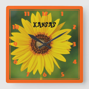 Kansas Wild Sunflower Quadratische Wanduhr